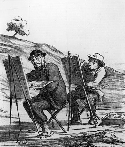 Cartoon Lampooning Landscape Painters by Honoré Daumier